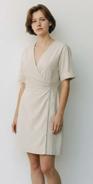 XS Cozy Earth Women's Coastal Comfort Wrap Dress Casual Linen Luxury Comfort thumbnail 1