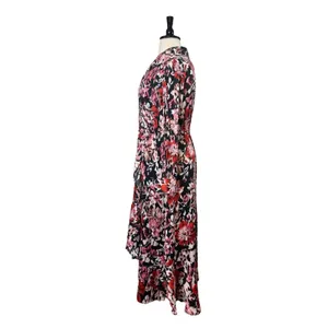 Lane Bryant Maxi Dress Faux Wrap Shawl Black Pink Floral Satin Women’s Size 18 thumbnail 5