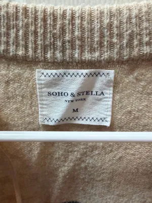 Women's M - Cream Crewneck Sweater with Black Stripes by SoHo & Stella thumbnail 2