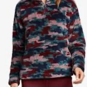 Eddie Bauer sweater women’s small camo multi fleece quarter zipper pullover thumbnail 2