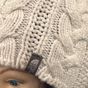 The North Face Off White Cable Knit Beanie thumbnail 4
