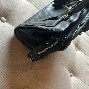 COACH Chelsea Carryall Purse‎ Pleated Grey Patent Black Leather Tassel thumbnail 5
