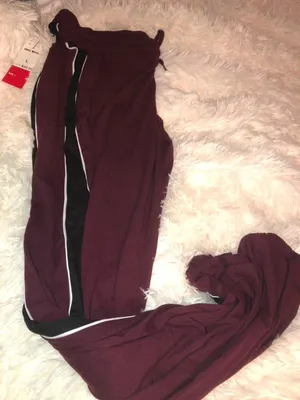 Hot Kiss Burgundy red leggings with black and white stripe thumbnail 1