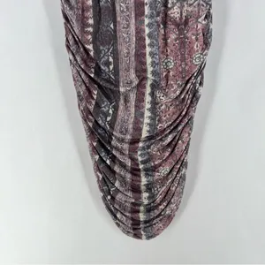 Free People Jasmine Boho Ruched‎ Bodycon Dress Soft Purple Floral Print Keyhole thumbnail 6