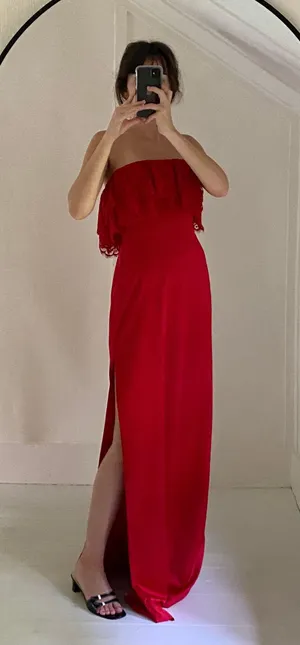 Lovers + Friends / Revolve Sylvia Strapless Gown in Flame Scarlet NWOT thumbnail 1