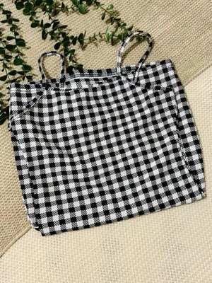 SHEIN Black & White Checkered Cami Mini Dress - Gingham Bodycon Slip thumbnail 4