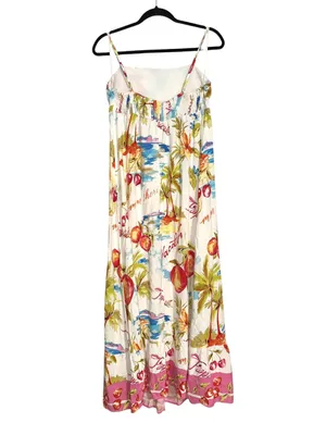 Label of Love Nalani Linen Blend White Tropical Print Maxi Dress XL thumbnail 4