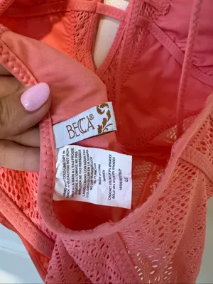 BECCA Rebecca Virtue Reveal Crochet Plunge One Piece Swimsuit Coral L thumbnail 4