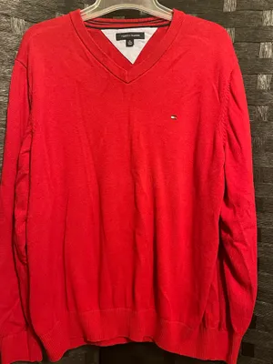 Vtg TOMMY HILFIGER LONG SLEEVE RED SWEATER SHIRT XL Vneck thumbnail 2