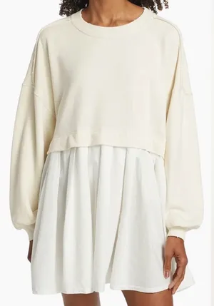 Free People Eleanor Pleated Trapeze Sweatshirt oversized mini dress size S thumbnail 1