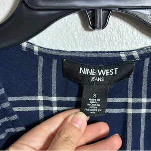 Nine West‎ Jeans Women Blue Plaid Button Up Blouse size Small. thumbnail 5
