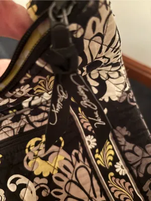Vera Bradley Black, Cream and Yellow Floral Quilted Crossbody Bag thumbnail 7