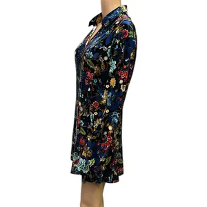 Velvet Serengeti Multicolored Floral Print Button Up Long Sleeve Dress Womens XL thumbnail 4