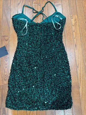 Lulu's Emerald Sequin Spaghetti-Strap Mini Dress thumbnail 7