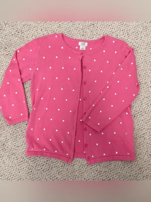 Vintage 90s Baxter & Wells Pink Polka Dot Cotton Cardigan Sweater Small Y2K‎ thumbnail 2