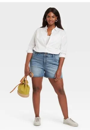 Ava & Viv size 26W denim high rise midi shorts thumbnail 1