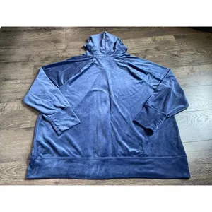 EUC Womens Aerie velour velvet full zip‎ jacket blue oversized size XXL thumbnail 9
