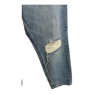 Free People Light Wash Distressed Holey High Waisted Mom Straight Jean Size 30 thumbnail 4