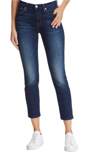 7 for all mankind Women's High-Rise Crop Skinny Jeans Dark wash plus size 32 thumbnail 1