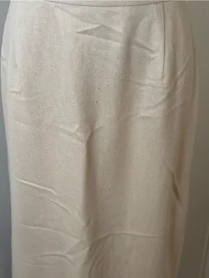 Ann Taylor Cream Midi Skirt with Brown Velvet Decorative Hem Border Sz 8P thumbnail 3