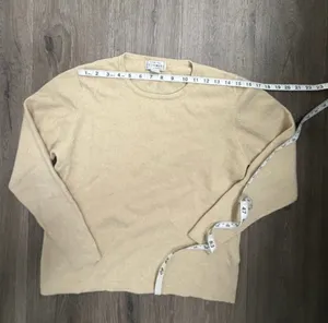 Sutton Studio 100 Cashmere Beige Tan Crewneck Sweater Long Sleeve Womens Large thumbnail 2