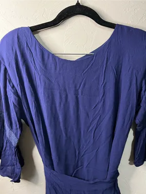 Rebecca Minkoff Wendy Navy Blue Faux Wrap Ruffle Hem Mini Dress thumbnail 3