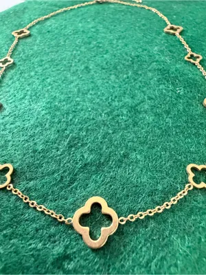 Gold Plated Clover Necklace stainless steel womens jewelry thumbnail 4