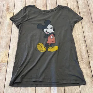 Gap Disney Mickey Mouse Graphic Tee Charcoal Gray Short Sleeve Scoop Neck Medium thumbnail 1
