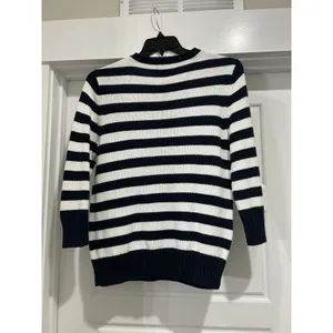 American Living Knit Sweater Striped Blue White 3/4 Sleeve Nautical Coast Sz XL thumbnail 4