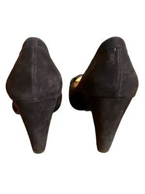 Coach "Kandace" Brown Suede Cone Heel Loafer Shoes (5.5) thumbnail 5
