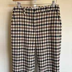 EDITED womens 38 Brown Cream‎ Plaid Ankle Trouser Pants thumbnail 3