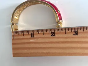 Vintage Red Enamel Hinge Bangle Bracelet Gold Tone Rhinestone Accent thumbnail 9