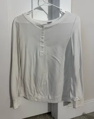 Target White Henley, long sleeve thumbnail 1