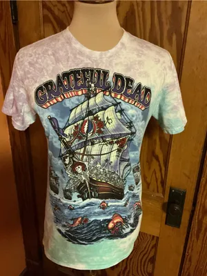 Liquid Blue Grateful Dead Ship of Fools Tie Dye T Shirt Small Deadhead thumbnail 8
