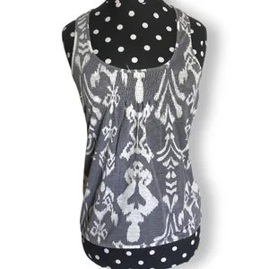American‎ Eagle Outfitters Womens Tank Top Size XS Gray Cream Damask Ikat thumbnail 3