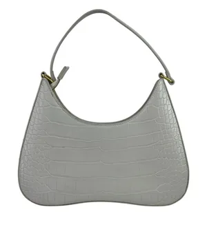 JW PEI Ruby White Croc Embossed Vegan Faux Leather Shoulder Crescent Handbag thumbnail 1