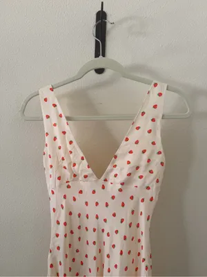 Zara Strawberry Print Mini Dress in Cream thumbnail 7