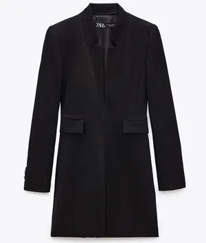 Zara Outerwear Inverted Lapel Frock Coat Blazer BLACK NEW thumbnail 11