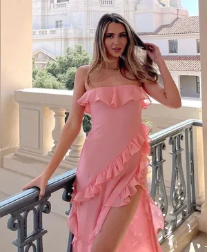 House Of CB 'Sarina' Apricot Ruffle Maxi Dress. Size Large thumbnail 1