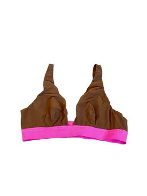 Aerie Smoothez Plunge Mesh Bralette Brown Hot Pink Seamless Loungewear Casual thumbnail 2