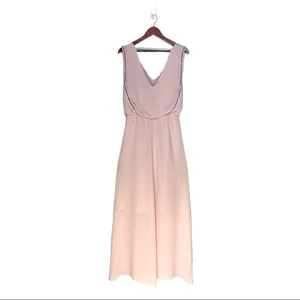 BCBGMaxazria Marlynn Sleeveless Sequin Trim Chiffon Maxi Dress Dusty Pink XXS thumbnail 3