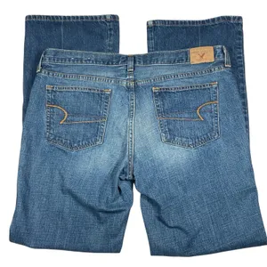 American Eagle Jeans Women 14 Regular 37x32 Boot Cut Hipster Fit Hem Wear thumbnail 3