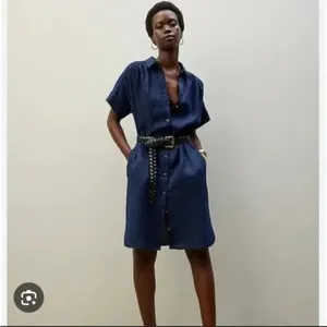 NWT J.Crew Relaxed-fit Short-sleeve Navy Baird McNutt Irish Linen Shirtdress S thumbnail 3
