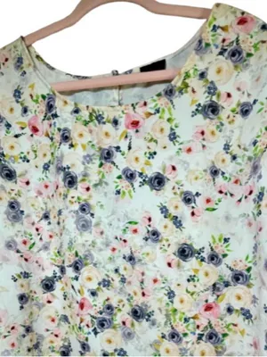 Floral Short Sleeve Ruffle Tie Knot Blouse ~ Women’s XL Cottage Feminine Top thumbnail 3