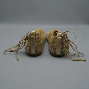 On 34th Kassiani Ballet Flats Lace Up Crochet 6.5 Gold Metallic Knit Ghillie thumbnail 8