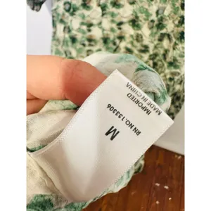 MARYSIA Green White Floral Printed 100% Cotton Drop Waist Imperialis Dress M thumbnail 5