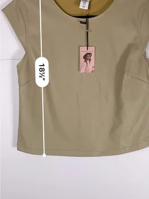 Sincerely Jules Faux Leather Top M Taupe Cap Sleeve NWT Vegan Leather thumbnail 13