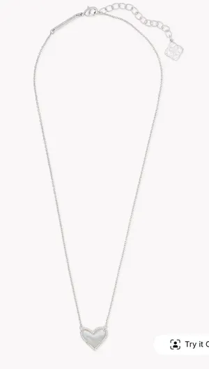 Kendra Scott Silver Necklace with White Heart Pendant thumbnail 1