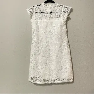 Cupcakes & Cashmere White Lace Cap Sleeve Sheath Dress Mini M Formal Bridal NEW thumbnail 9