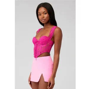 For Love & Lemons Women's Sammie Corset Top Lace Romantic Hot Pink S‎ $149 thumbnail 2